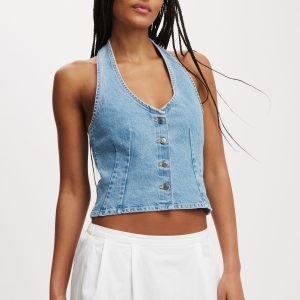 Harley Denim Halter Vest
