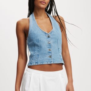 Harley Denim Halter Vest
