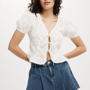 Pleated Denim Mini Skirt