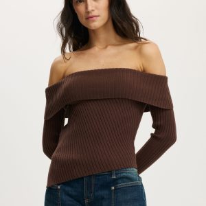 Asym Rib Off Shoulder Knit