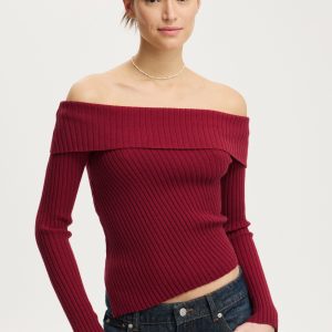 Asym Rib Off Shoulder Knit
