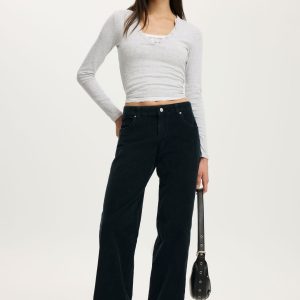 Low Rise Straight Cord Pant