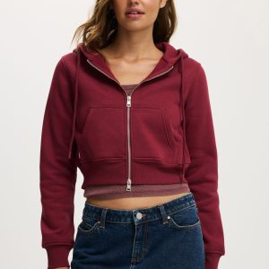 Premium Cropped Zip Through Hoodie