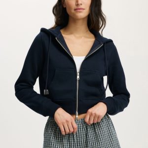 Premium Cropped Zip Through Hoodie