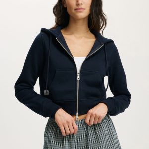 Premium Cropped Zip Through Hoodie
