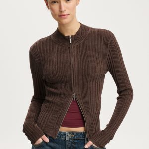 Variegated Rib Zip Through