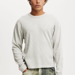 Cropped Fit Textured Long Sleeve