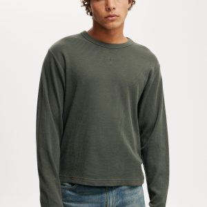 Cropped Fit Textured Long Sleeve