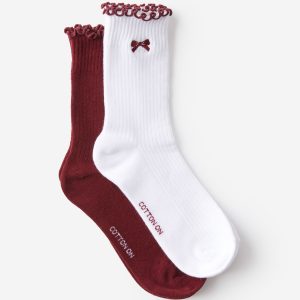 The Perfect Pair Frill Rib Crew Sock 2Pk