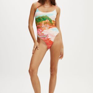 Thin Strap Low Scoop One Piece Cheeky