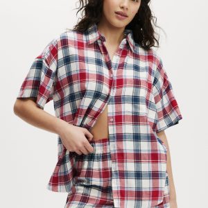Flannel Boyfriend Short Sleeve Shirt