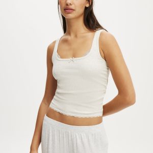 Rib Lace Ruched Tank